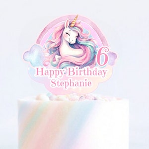 Décoration de gâteau licorne imprimable à imprimer vous-même en téléchargement numérique, décoration de fête anniversaire