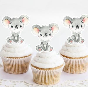 Afdrukbare koala-cupcaketoppers, zelf printen digitale download