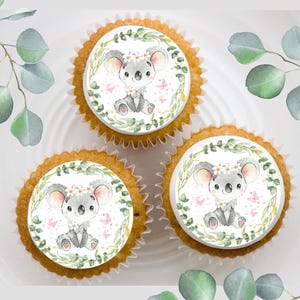 Topper per cupcake a forma di koala stampabili, stampabili da soli e scaricabili digitalmente