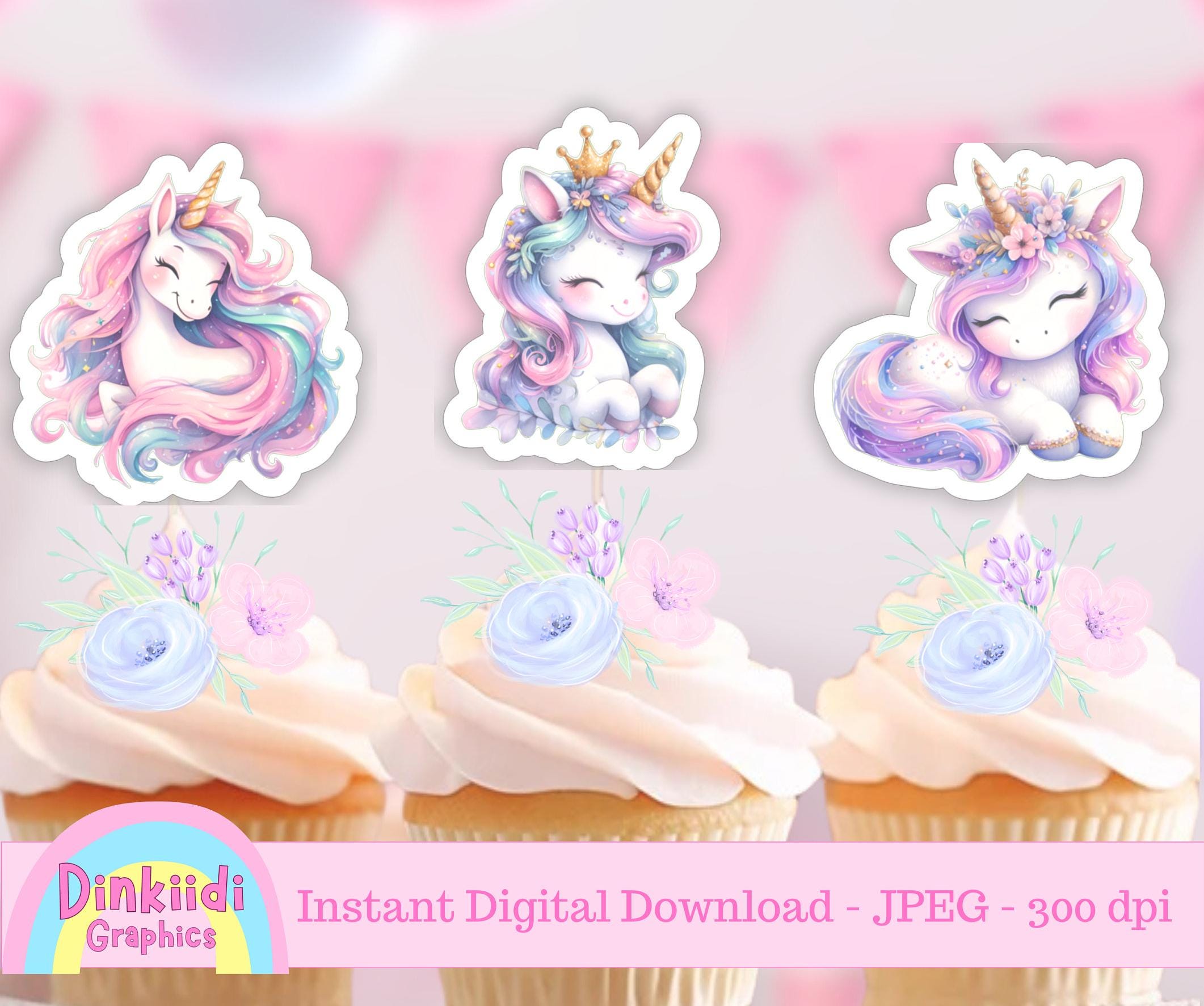 Handmade Edible Unicorn Head Cake Topper – Pastel Colours – Sugar Paste