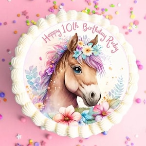 Décoration de fête poney imprimable à imprimer vous-même en téléchargement numérique, décoration de fête cheval d'anniversaire avec fleurs