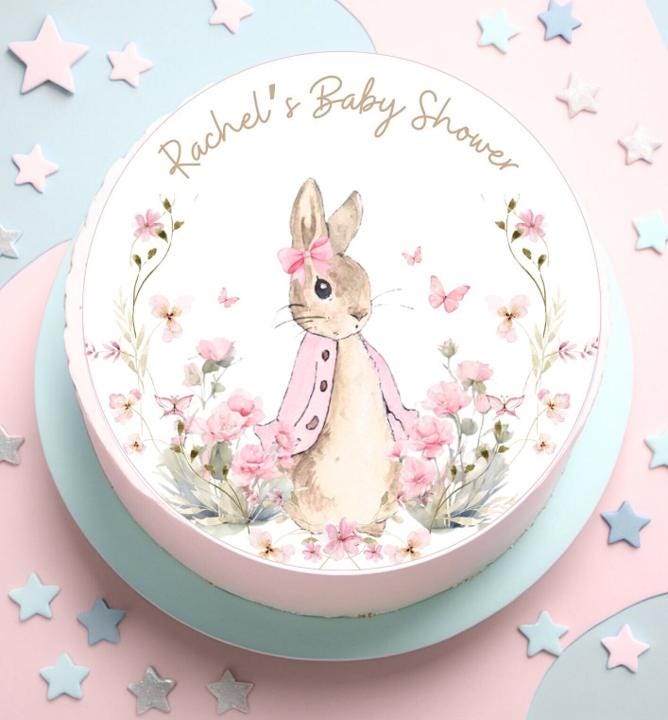 Printable Flopsy Rabbit Circle Cake Topper Lily Bobtail Download and Print Yourself Digital Print Ready