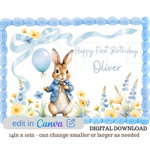 Druckbare Peter Rabbit Rechteck Cake Topper Download und drucken Sie selbst Digitaldruck bereit
