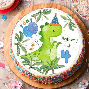 Décoration de gâteau imprimable dinosaure à imprimer soi-même en téléchargement numérique, décoration de fête, anniversaire ou baby shower