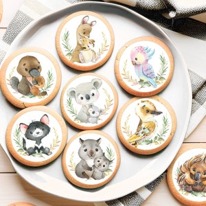 Australische Tiere Cupcake Toppers zum Selberdrucken Digitaler Download Party Dekoration 1.Geburtstag-Baby-Dusche