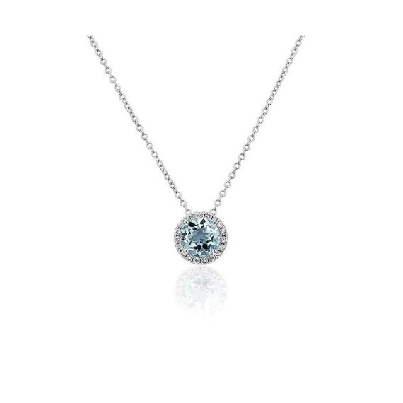 2 Carat Aquamarine Diamond and 14k white gold Neck - image 1