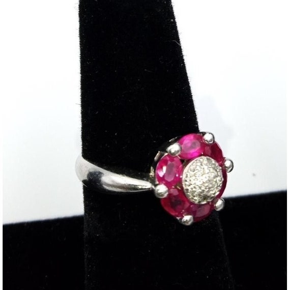 1.3 carat ruby and solid platinum ring with diamo… - image 1