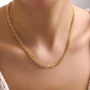 14K Gold Curb Chain with Name Necklace , Personalized Name Necklace , Gold Curb Chain , Personalized Jewelry , Gold Cuban Chain , Gold Chain