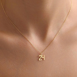 14K Gold Number Necklace: Custom Sport Number Pendant