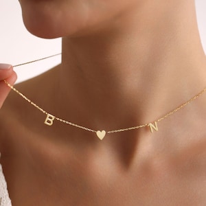 14K Plated Gold Initial Necklace, Custom Letter Necklace, 14K Gold Name Necklace, Valentines Gift, Mother&#39;s Day Gift, Perfect Gift for Her