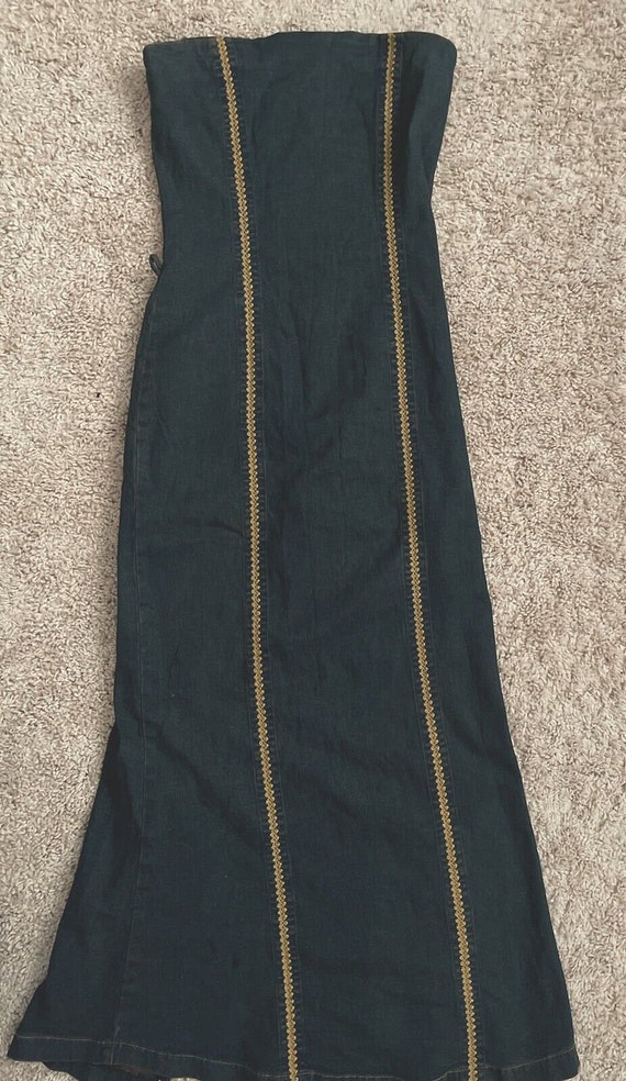 Vintage Denim Strapless Stretch Dress w/Back Slit 