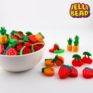 Fruit Beads Variety Pack Charms for Kandi, Friendship Bracelets | Fruit cart, Produce inspired Beads
