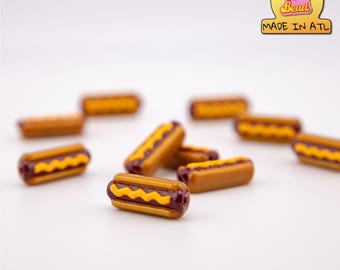 Hot Dog Focal Bead Charms for Kandi, Friendship Bracelets | Available in packs of 5, 10, or 20 Beads | Perfect for Raves