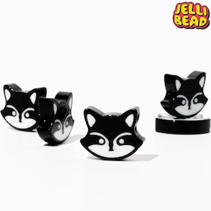 Raccoon Focal Bead Charms: Black Light Reactive Kandi Bracelet Beads