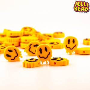 Melted Smiley Face Focal Bead Charms for Kandi, Friendship Bracelets | Available in packs of 5, 10, or 20 Beads