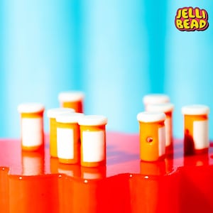 Orange Medicine Bottle Focal Bead Charms for Kandi, Friendship Bracelets | Available in packs of 5, 10 or 20 Beads