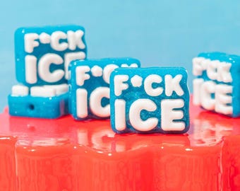 Dijes de cuentas brillantes "F*ck ICE": Cuentas para pulseras Kandi, plástico, 5-20 unidades