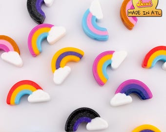 Rainbow Focal Bead Charms for Kandi, Friendship Bracelets | Available in packs of 5, 10, or 20 Beads | Perfect for Pride/festivals
