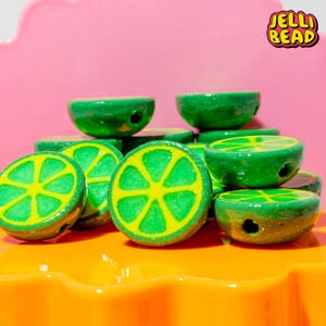 Lime Focal Bead Charms: Black Light Reactive Kandi Beads