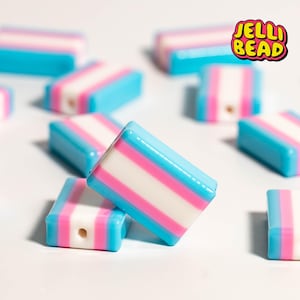 Trans Flag Plastic Focal Beads for Kandi Bracelets (10 or 20 pc)
