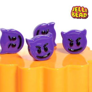 Purple Devil Emoji Beads: Kandi Friendship Bracelet Charms