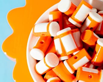 Orange Medicine Bottle Bead Charms: Kandi Bracelet Supplies