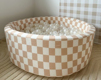 Retro Checkered Ball Pit | Beige | Balls not Included