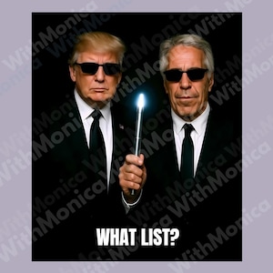 What List? PNG, Jeffrey Epstein and Donald Trump Digital Design, Political Satire Sublimation, American Controversy, USA Illustration
