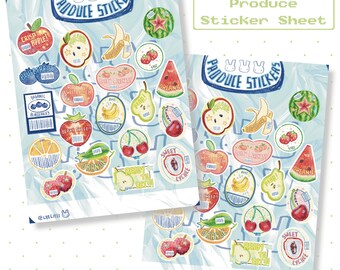 Produce Sticker Sheet | Produce Stickers for Journaling and Decorating