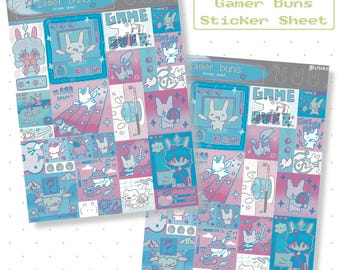 Gamer Buns Sticker Sheet | Bunny Stickers for Journaling and Decorating