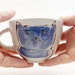 Handmade Pottery Mug Tea Cup Style Cartoon Drawing Blue Cat