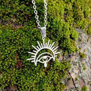evil eye necklace,pendant on chain with witchcraft symbols, protective symbols of the eyes, wonderful gift for witch, talisman of protection