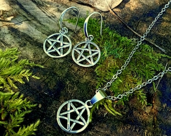 Pendientes con pentáculo, Joyería oculta para regalo de bruja, Símbolo del pentagrama de protección, Joyería para ella