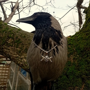 triple moon necklace, pendant on chain with witchcraft symbols, protective symbols  moon,wonderful gift for a witch, talisman of protection