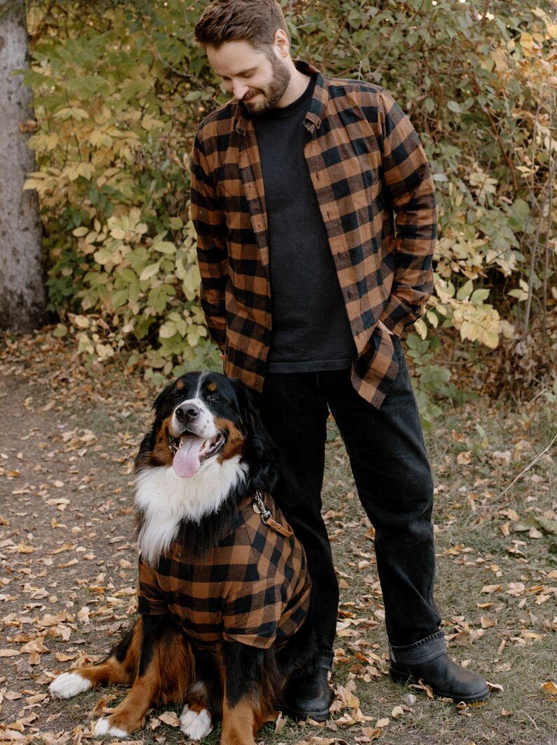 Picture of Matching Flannel Shirt Dog and Owner Family Photos for Holiday Greeting ...