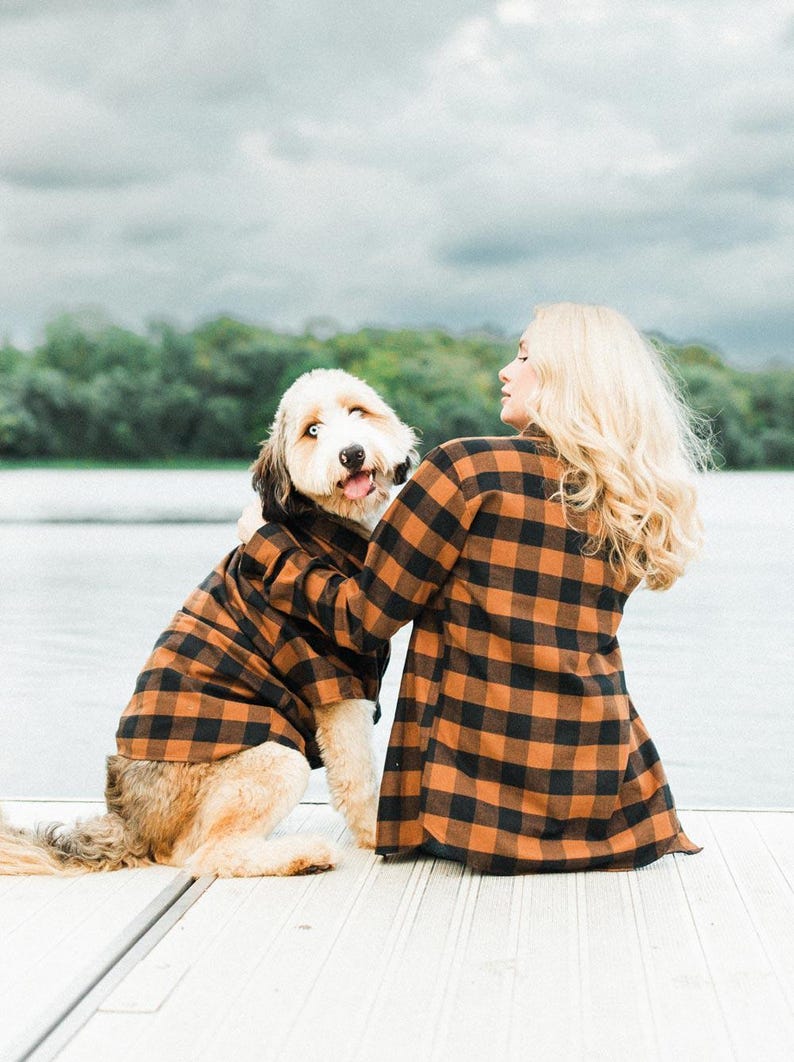 Image showcasing Matching Flannel Shirt Dog and Owner Family Photos for Holiday Greeting ...