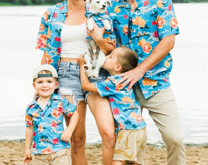 Flower Branch Printed Hawaii Shirt Dress Dog And Owner Matching Outfits