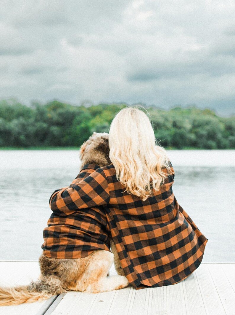 View of Matching Flannel Shirt Dog and Owner Family Photos for Holiday Greeting ...