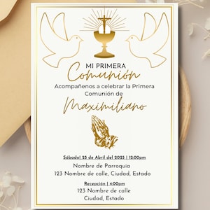 Mi Primera Comunión/My first Communion/plantilla/español e inglés/descarga digital/editable/invitación/5x7