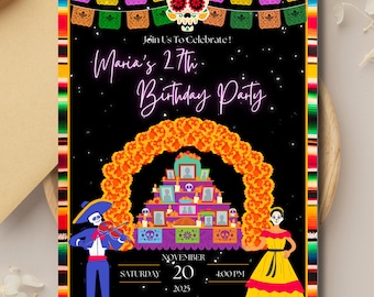 Day of the Dead download | invitation | 5x7 | birthday | template | Mexico | Culture | download-edit-print