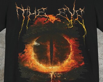Eye of Sauron Graphic Tee: Black Metal Band Style, Lord of the Rings Fan Shirt