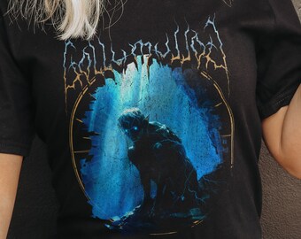 Gollum Black Metal Band Style Graphic Tee Shirt - Lord of the Rings Fan Shirt