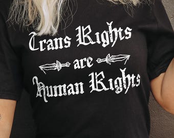 Trans Rights T-Shirt: Distressed Blackletter Gothic LGBT Pride Tee