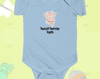 Funny baby bodysuit gender neutral - Adventure Time baby Fin Tough Tootin Baby, cute baby shower birthday gift