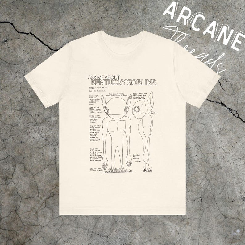 Kentucky Goblins Shirt, Unisex Jersey T-Shirt, Alien Cryptid UFO Bigfoot Goblincore Geschenk, Kryptozoologie Liebhaber Natural
