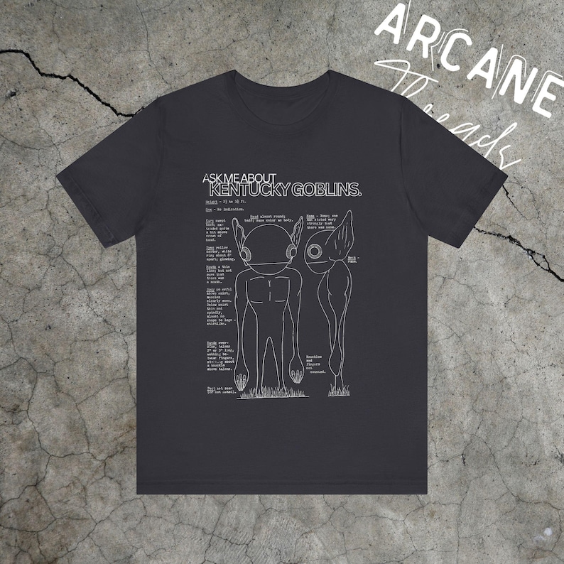 Kentucky Goblins Shirt, Unisex Jersey T-Shirt, Alien Cryptid UFO Bigfoot Goblincore Geschenk, Kryptozoologie Liebhaber Dark Grey