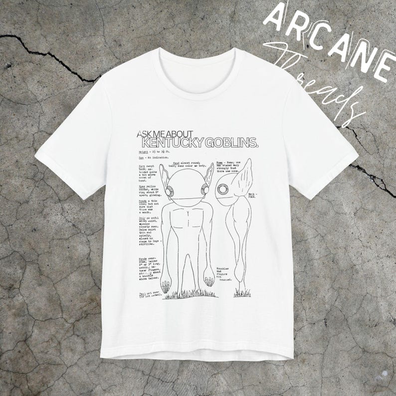 Kentucky Goblins Shirt, Unisex Jersey T-Shirt, Alien Cryptid UFO Bigfoot Goblincore Geschenk, Kryptozoologie Liebhaber White
