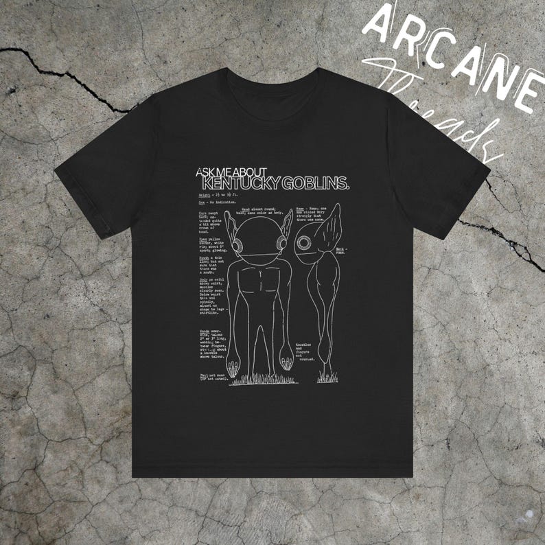 Kentucky Goblins Shirt, Unisex Jersey T-Shirt, Alien Cryptid UFO Bigfoot Goblincore Geschenk, Kryptozoologie Liebhaber Black