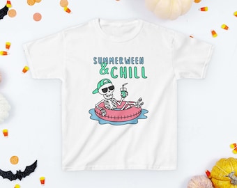 Summerween & Chill Kids Tee | Skeleton Floatie Pool Shirt