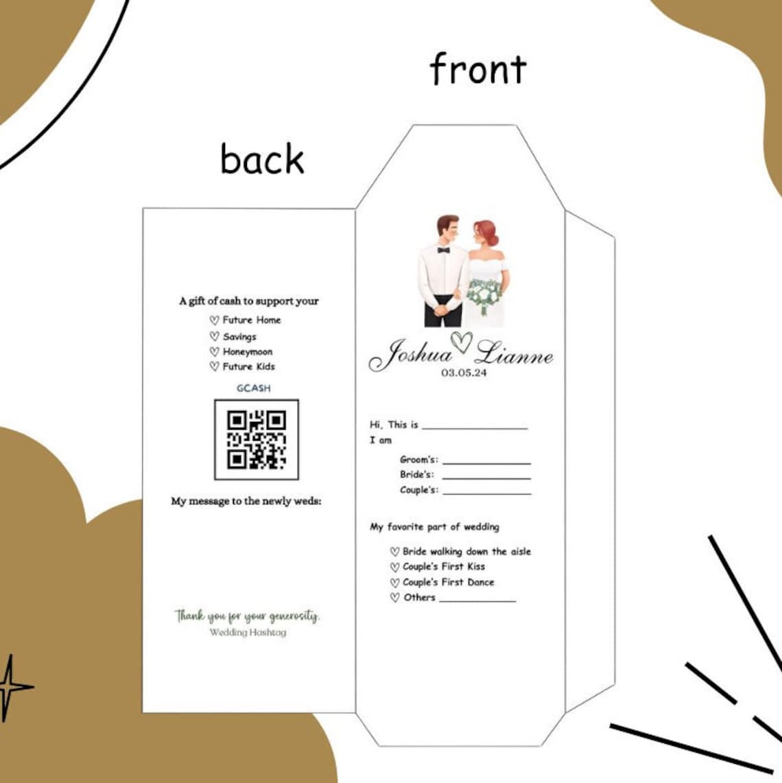 Wedding Money Envelope Template Editable in Canva Eight Designs Included Etsy